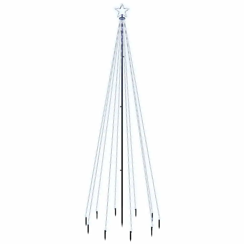 Christmas Tree with Spike 300cm Tall Cold White LEDs Holiday Home Decor