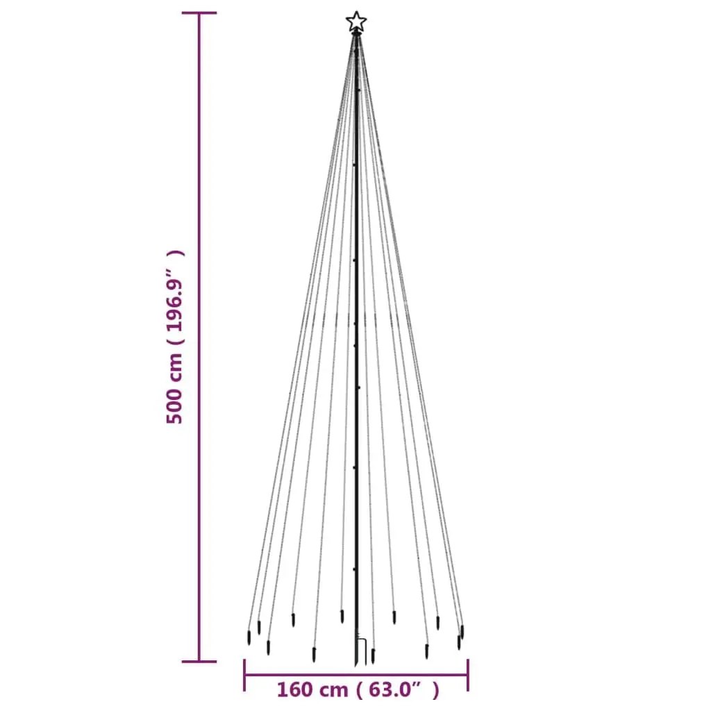 Christmas Tree Spike 500cm White Warm White LEDs 8 Light Effects