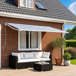 Awning Replacement Fabric Blue White 400 x 350 cm Outdoor Shade Material with