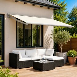 Practical Cream Awning Replacement Fabric 500 x 350 cm for Outdoor Use