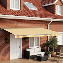 Practical Yellow White Awning Fabric 500 x 300 cm for Your Home