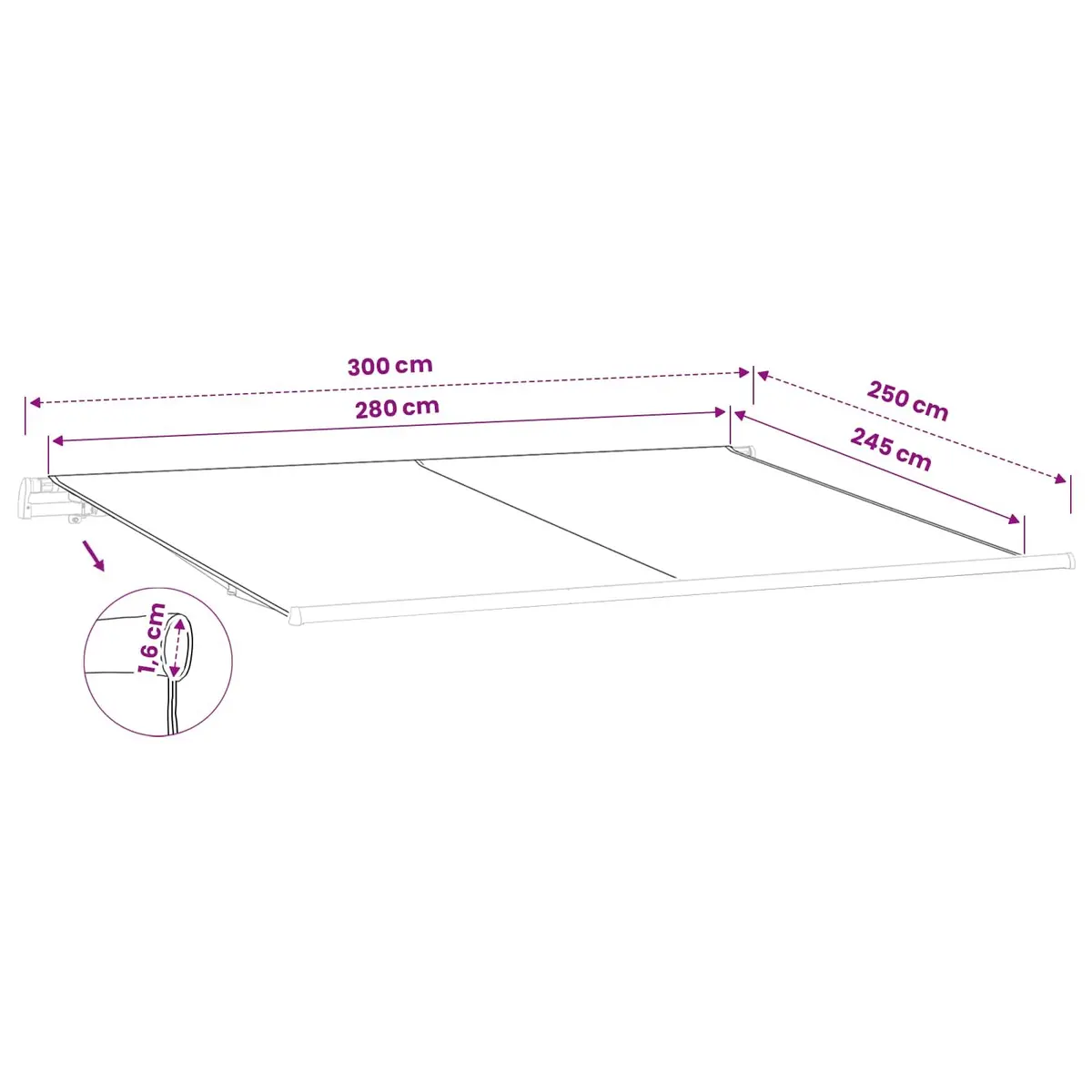 Awning Replacement Fabric for Gardens 300 x 250 cm