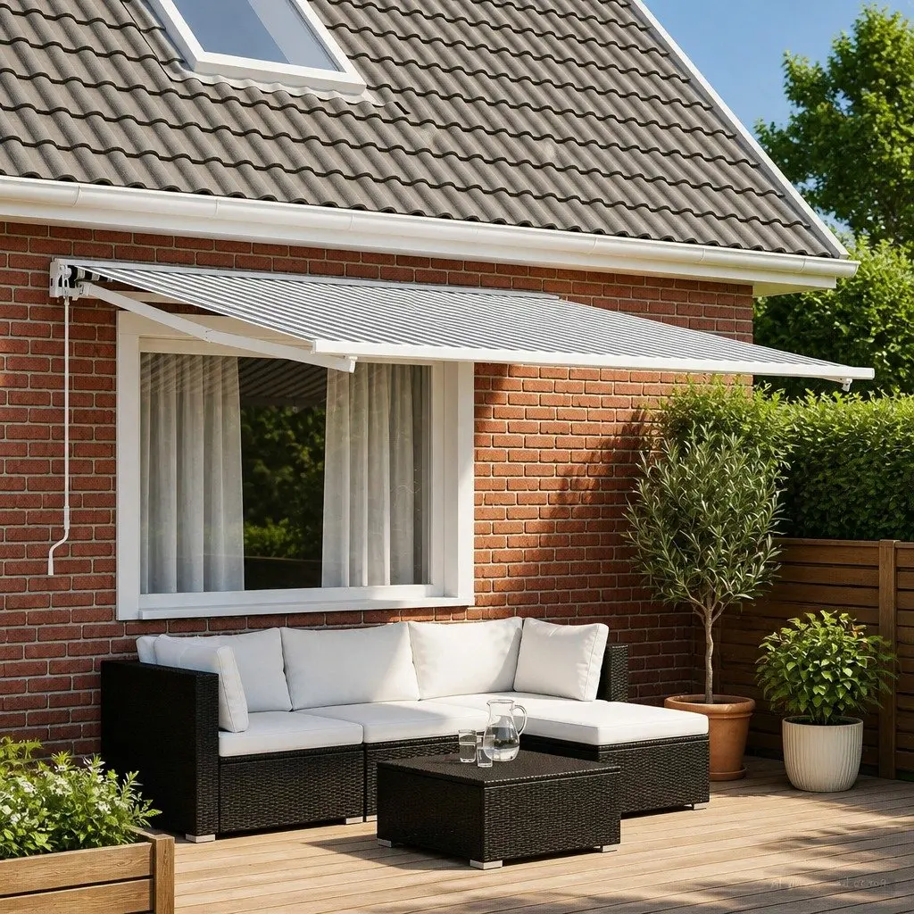 Awning Replacement Fabric Anthracite White 300 x 250 cm UV Weather Resistant