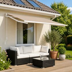 Functional 400 x 300 cm Beige Awning Fabric for Outdoor Use