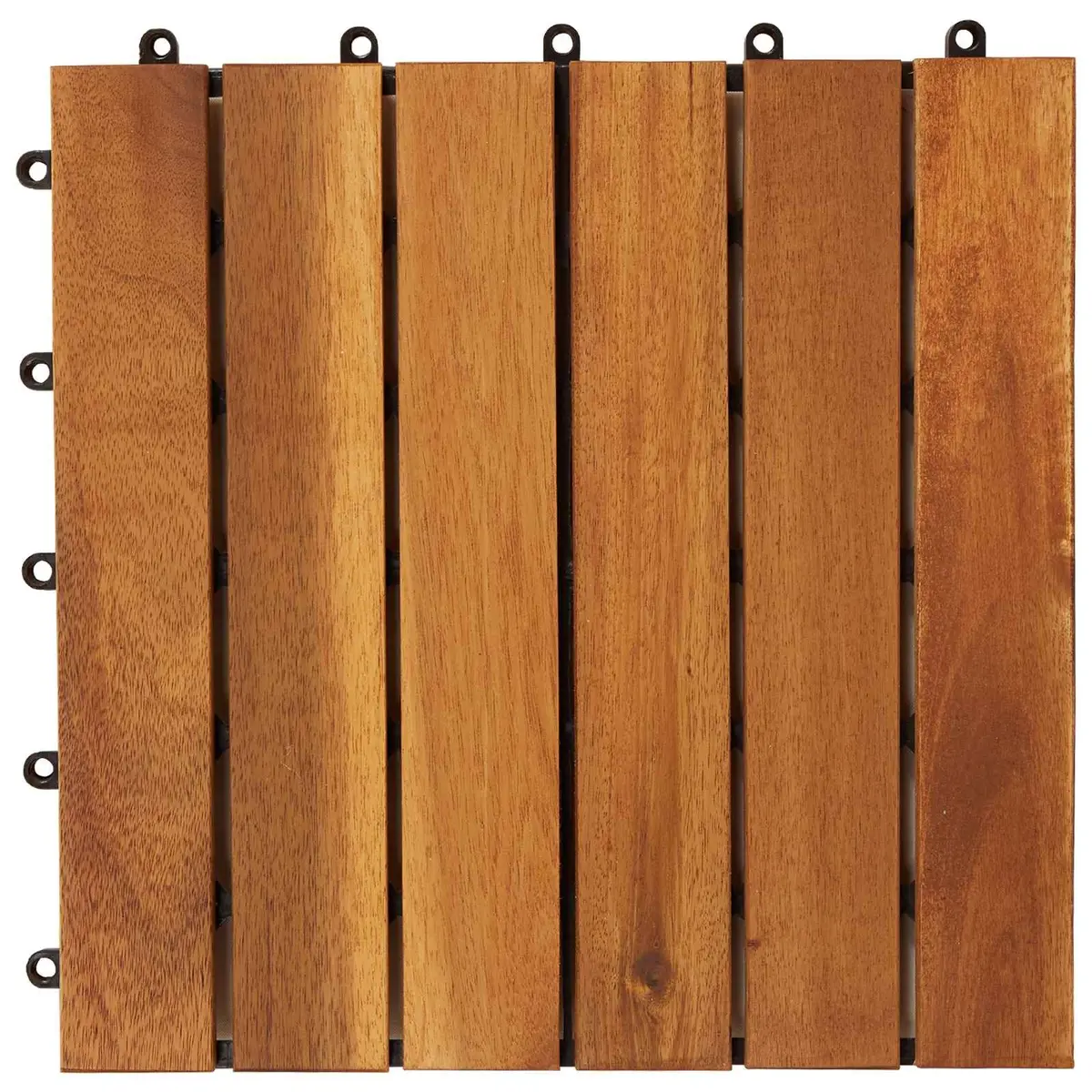 Interlocking Brown Acacia Wood Decking Tiles 30x30cm Square for Garden Patio Floor