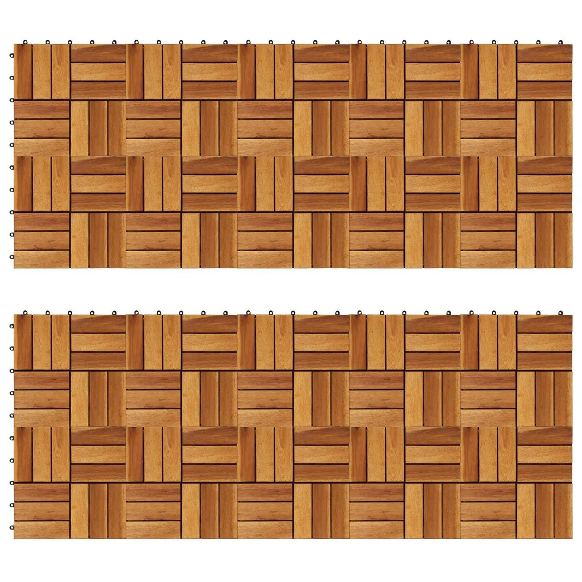 Brown Acacia Hardwood Interlocking Decking Tiles Square 30x30cm for Outdoor and Indoor Use