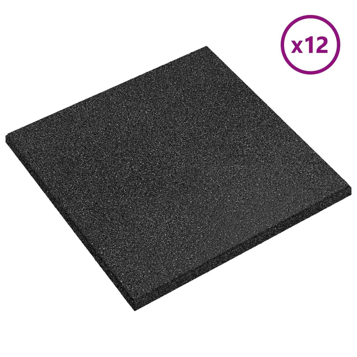 Fall Protection Tiles Rubber 50 x 50 cm 3 cm Thick Black Outdoor Flooring