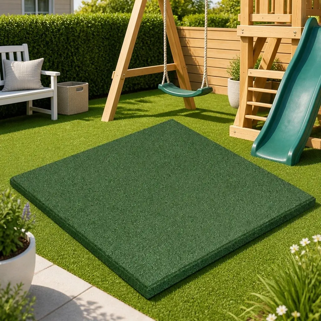 Fall Protection Tiles Rubber 50 x 50 cm Green 18 Piece