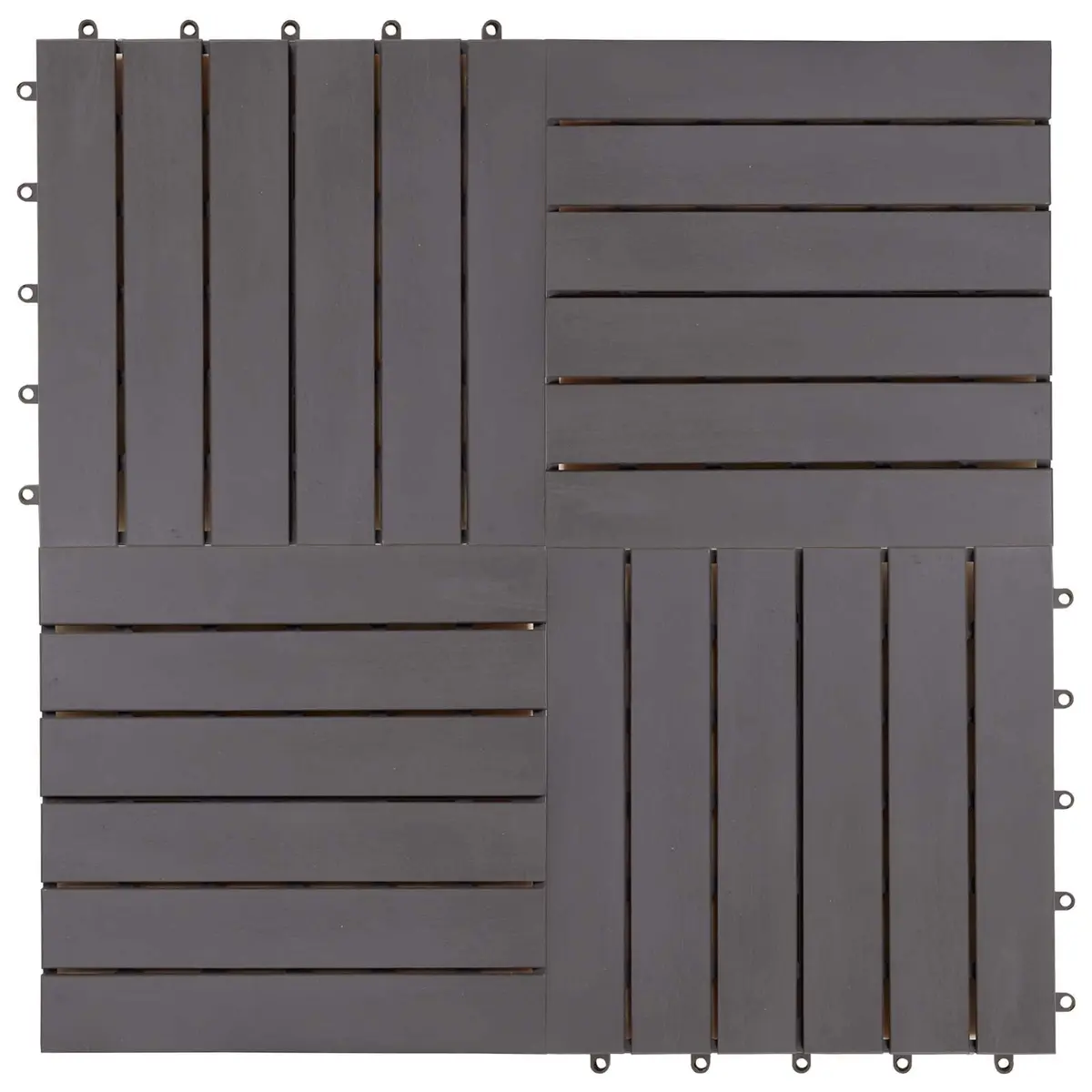 Decking Tile 30 x 30 cm Grey Acacia Hardwood Interlocking Square Outdoor Patio