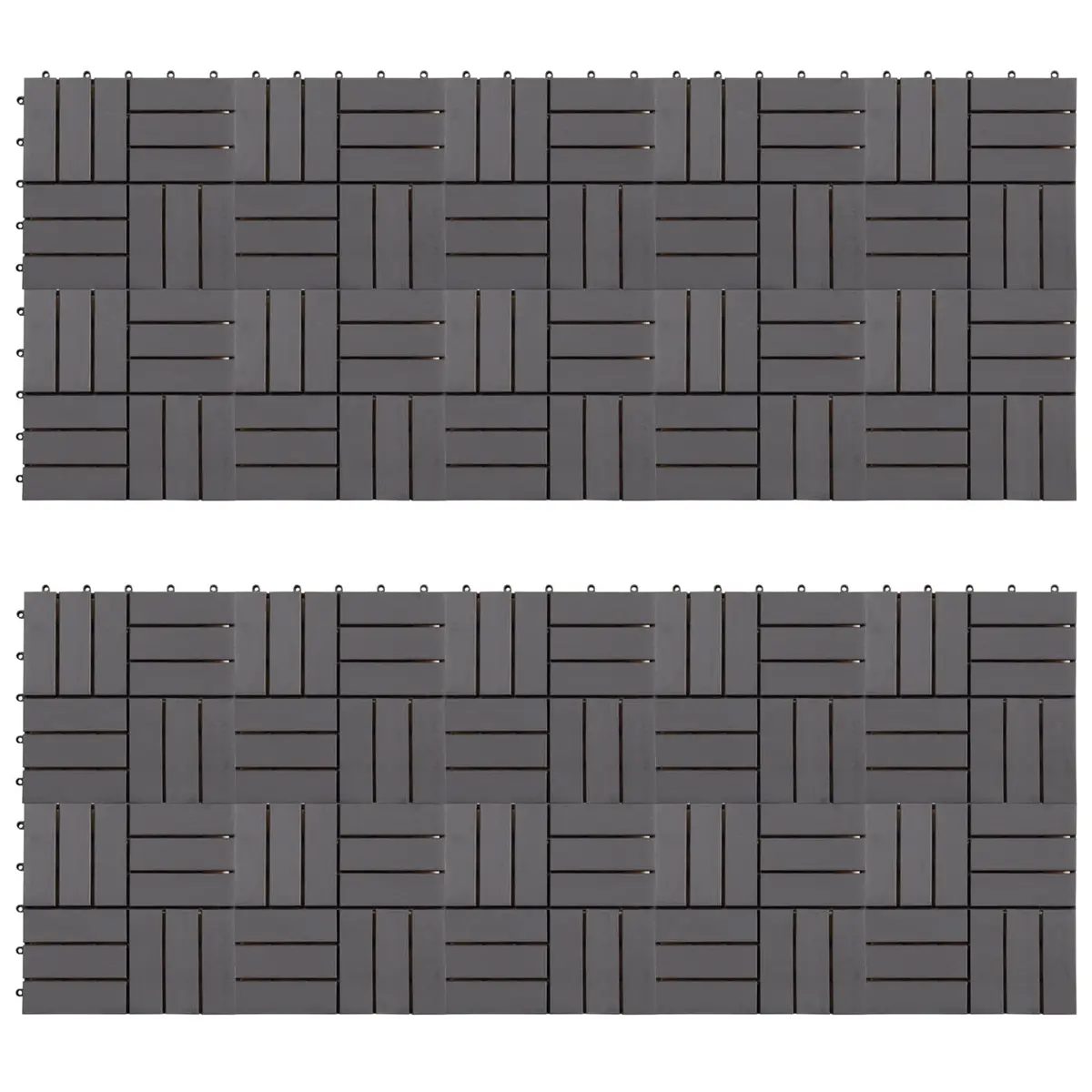 Decking Tile Acacia Hardwood Interlocking 30 x 30 cm Grey 20 Piece