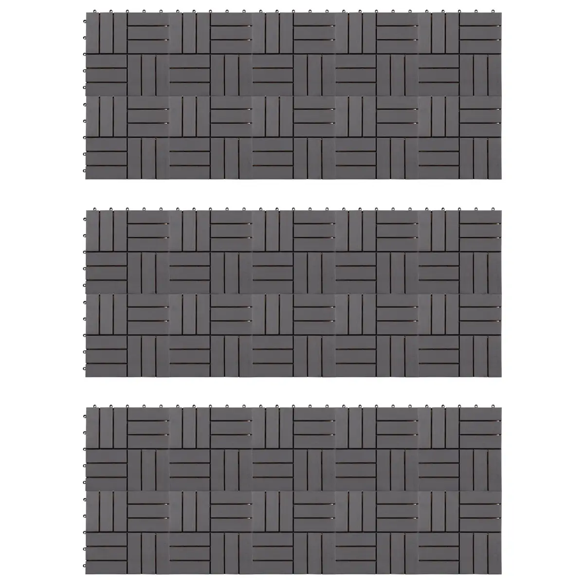 Decking Tiles Acacia Hardwood 30x30cm Grey Interlocking Outdoor Patio