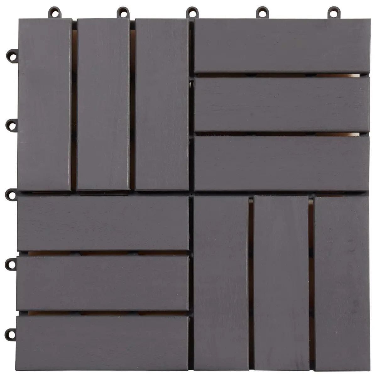 Decking Tiles Acacia Hardwood 30x30cm Grey Interlocking Outdoor Patio