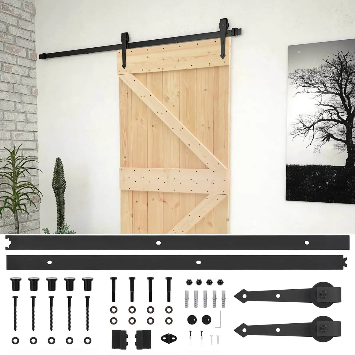 Solid Pine Wood Sliding Door 80 x 210 cm Modern Interior Space-Saving Design