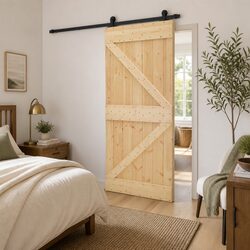 Sliding Door Solid Pine Wood Natural Brown Modern Room Divider 80 x 210 cm