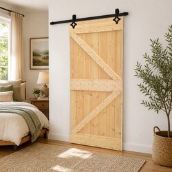 Sliding Door Modern Room Divider 90 x 210 cm Solid Pine Wood Natural Black