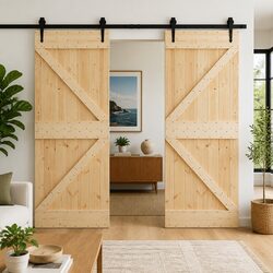 Practical 2-Piece Sliding Door 80 x 210 cm for Home Use