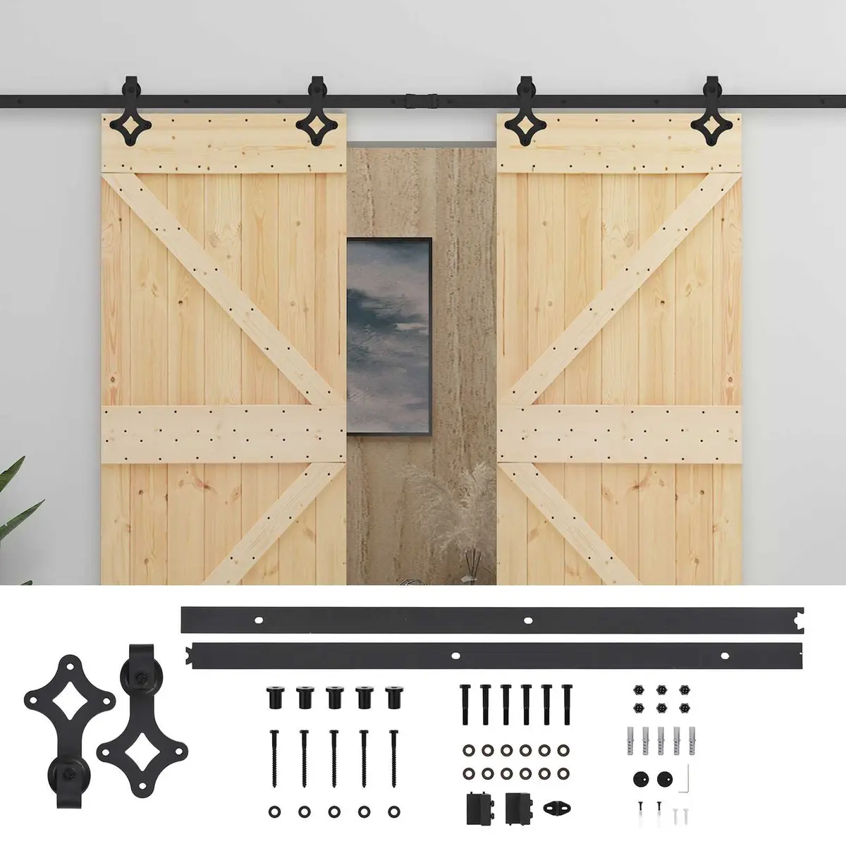 Sliding Door Solid Pine Wood 80 x 210 cm Brown Modern Interior Room