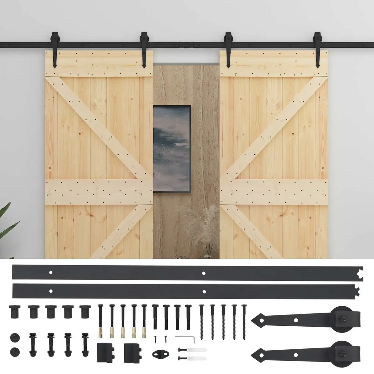 Sliding Door 2 pcs 90 x 210 cm Solid Pine Wood Brown Modern Interior Room
