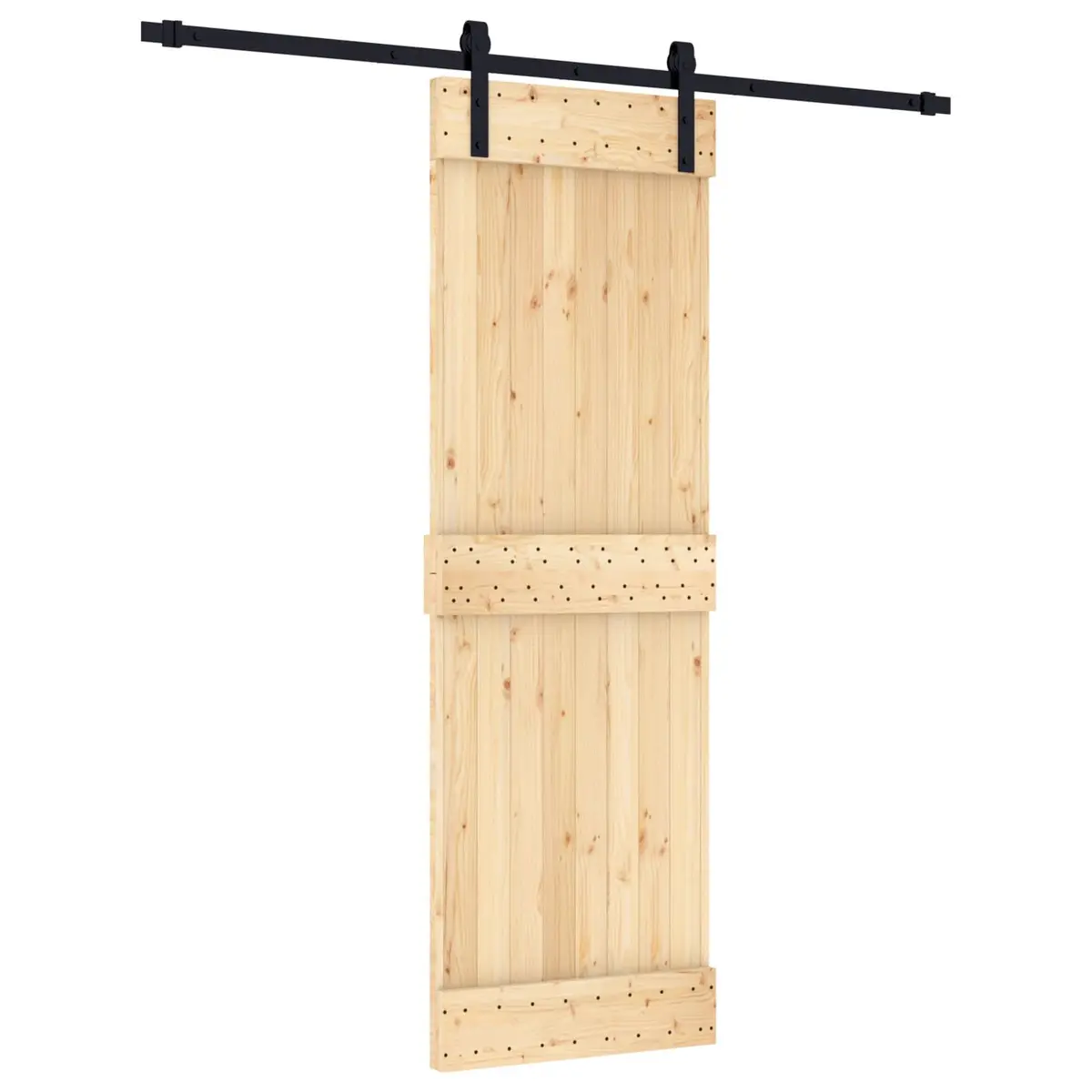 Sliding Door Modern Interior Room Divider Solid Pine Wood Brown 70 x 210 cm