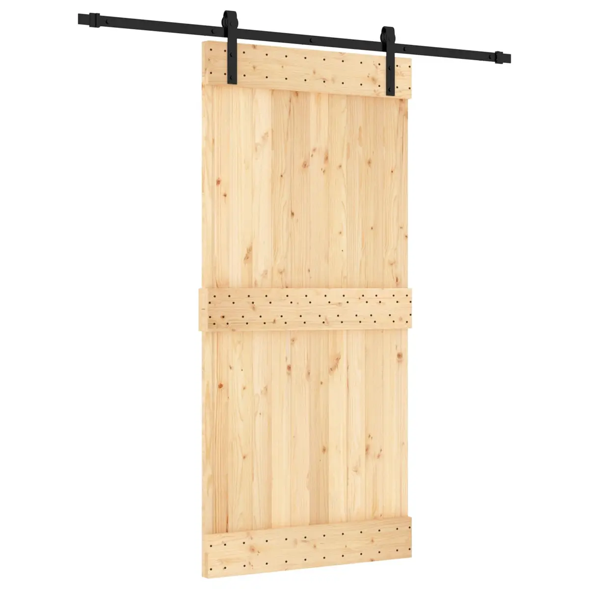 Sliding Door Solid Pine Wood 95 x 210 cm Natural Brown