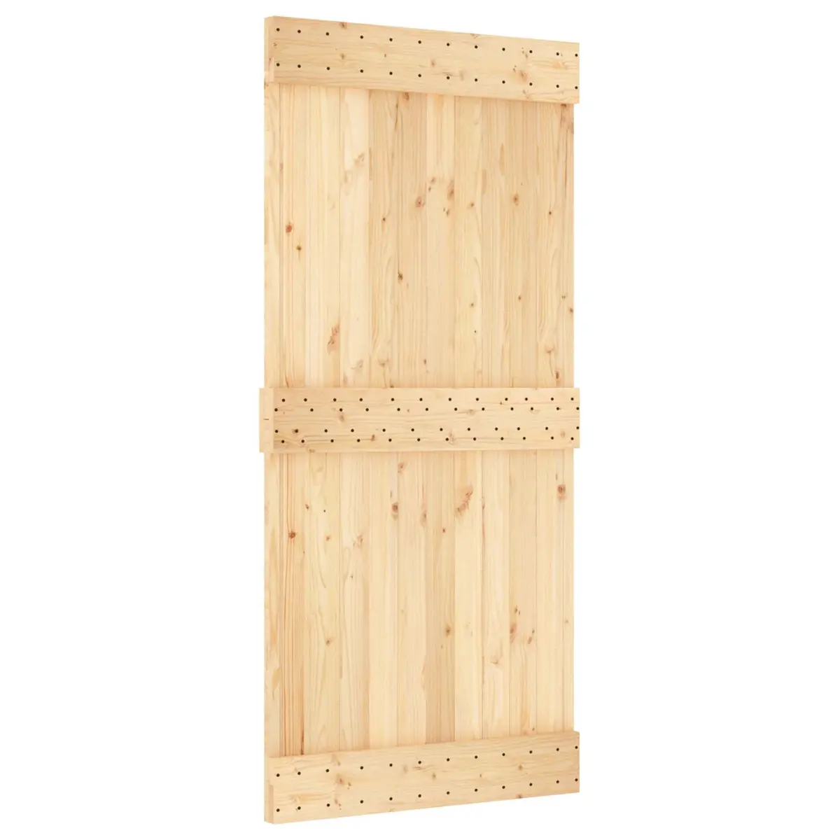 Sliding Door Solid Pine Wood 95 x 210 cm Natural Brown