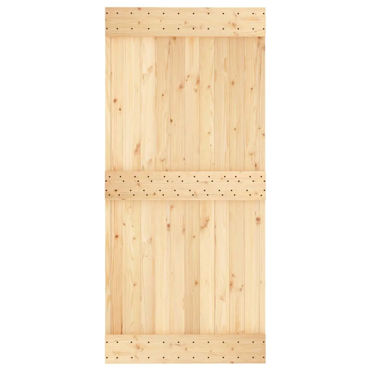 Sliding Door Solid Pine Wood 95 x 210 cm Natural Brown