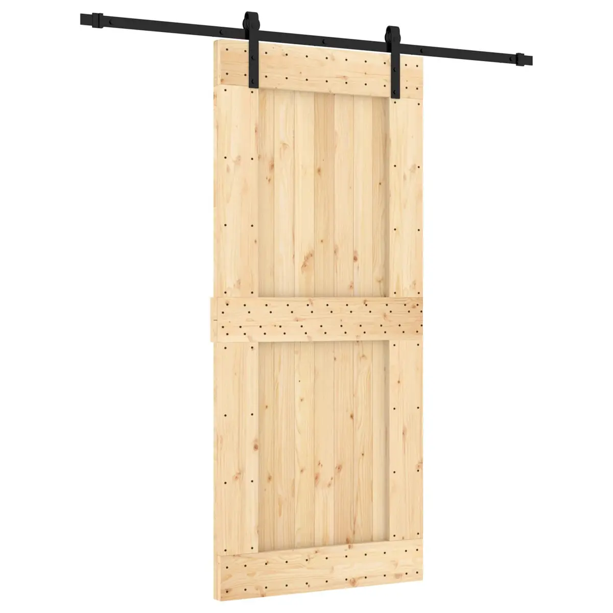 Sliding Door Solid Pine Wood 90 x 210 cm Natural Brown Modern Room Divider