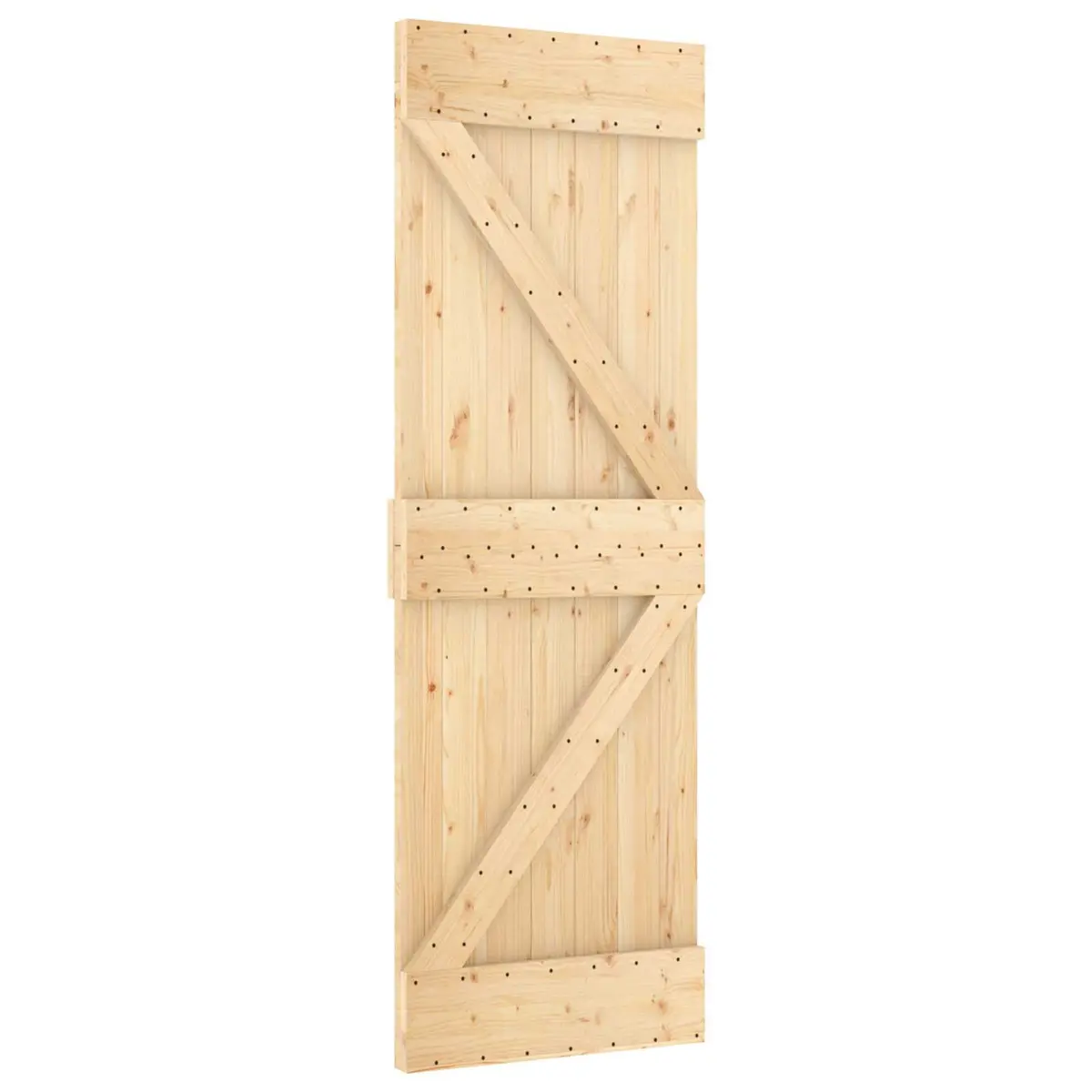 Pine Wood Sliding Door Solid 70x210 cm Modern Space Saver Top Track Mechanism