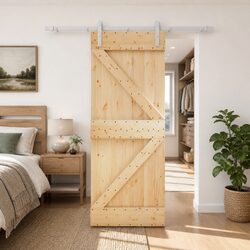 Sliding Door Solid Pine Wood Natural White 80x210cm Modern Interior Room Divider