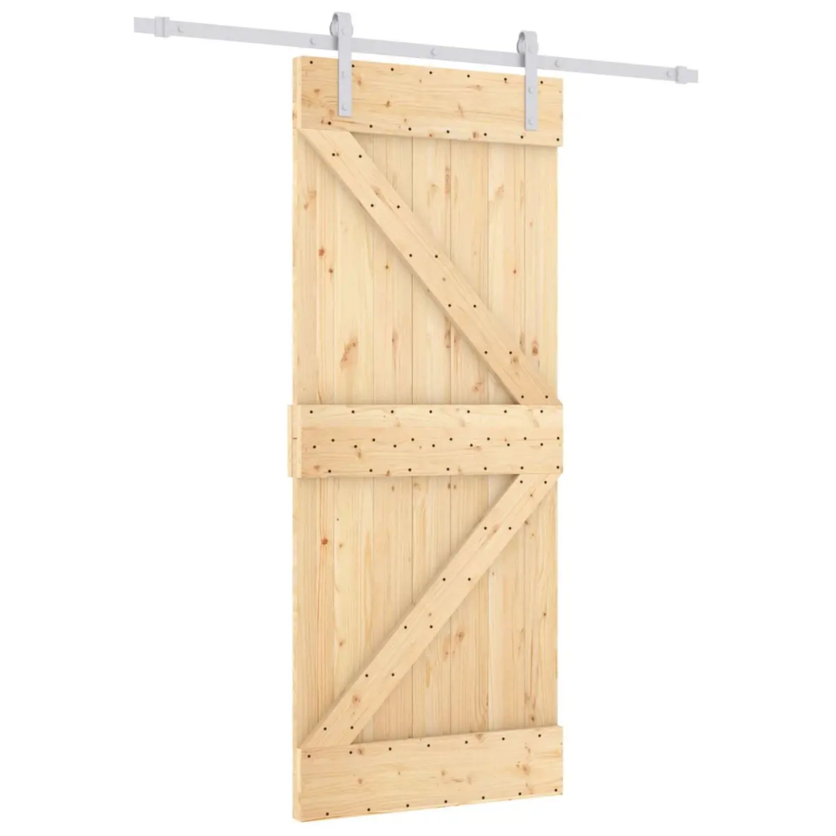 Sliding Door Solid Pine Wood 80x210cm Natural Brown Modern Interior Room Divider