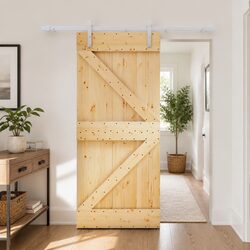 Sliding Door Natural White 90 x 210 cm Solid Pine Wood Modern Interior