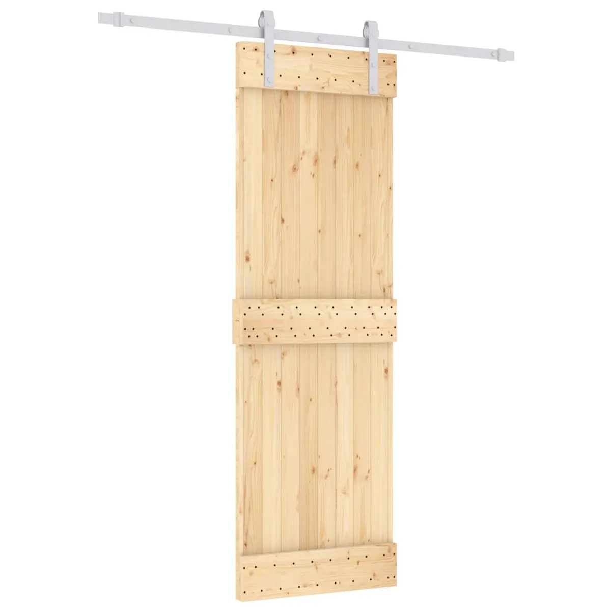 Sliding Door Solid Pine Wood 70 x 210 cm Natural White Modern Room Divider