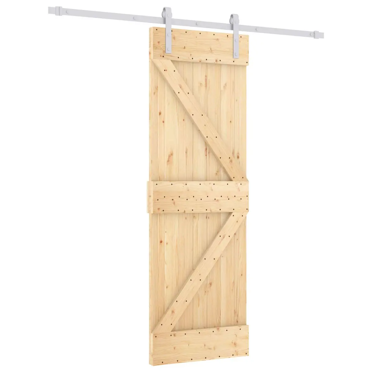 Sliding Door Solid Pine Wood Natural White 70x210cm Modern Space-Saving Interior