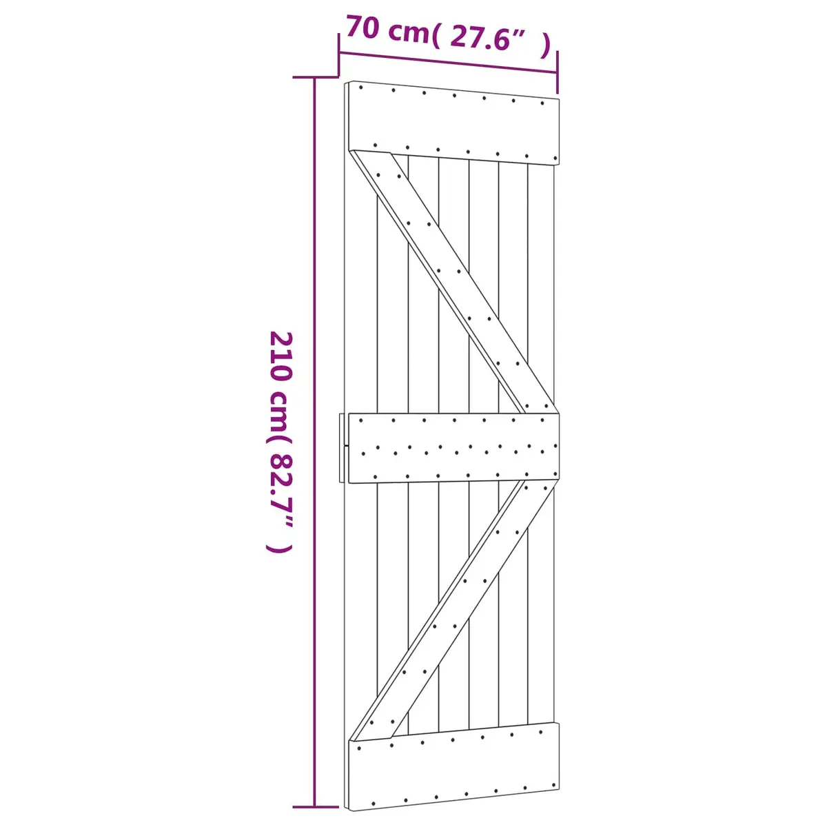 Sliding Door Solid Pine Wood Natural White 70x210cm Modern Space-Saving Interior
