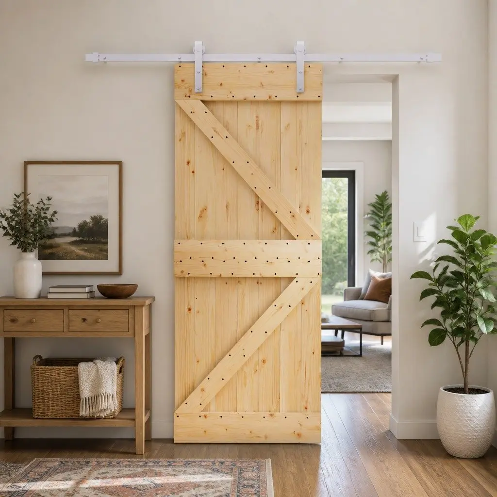 Sliding Door Solid Pine Wood 80 x 210 cm Natural White