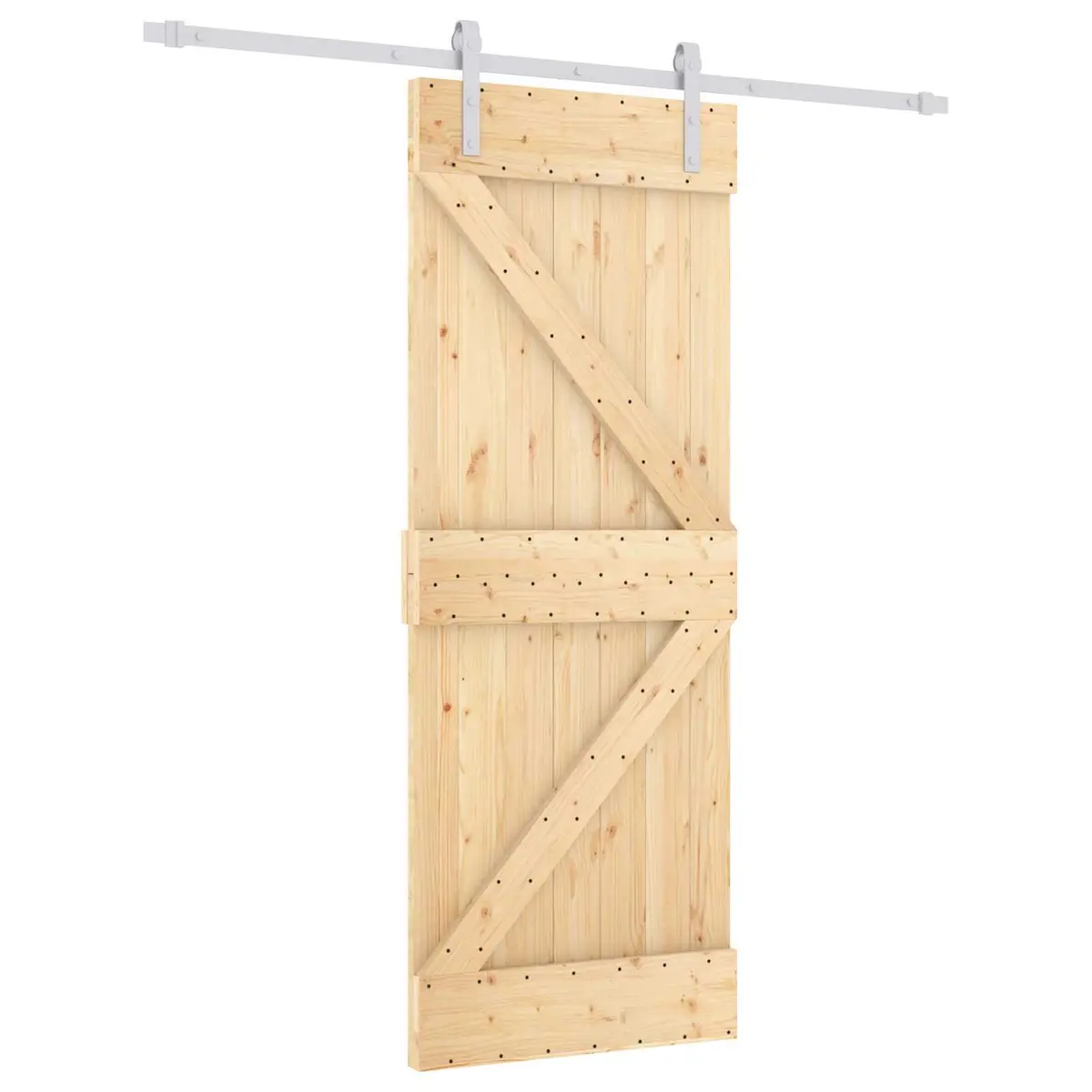 Sliding Door Solid Pine Wood 80 x 210 cm Natural White