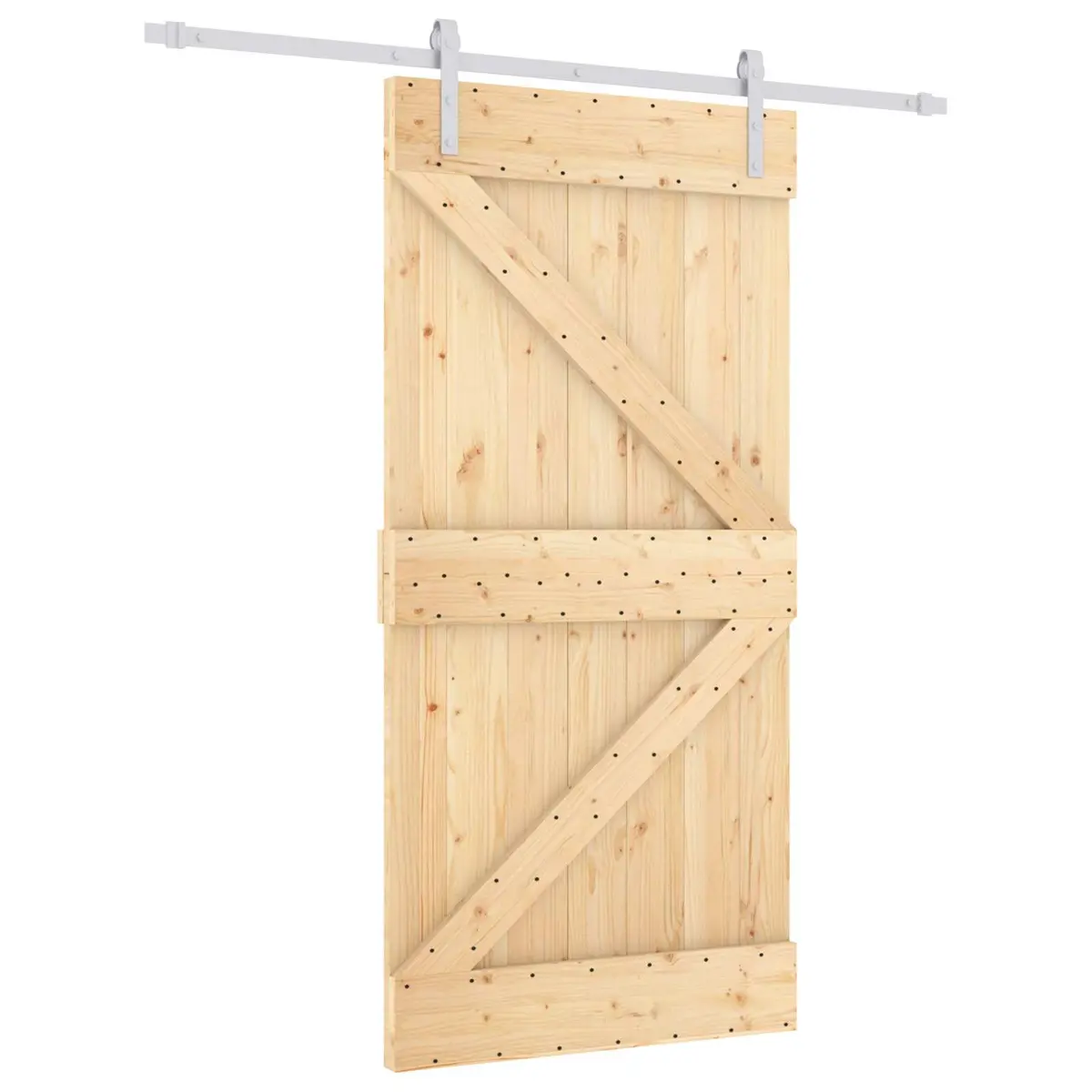 Sliding Door Natural White Solid Pine Wood Frame Modern Interior Space Saving