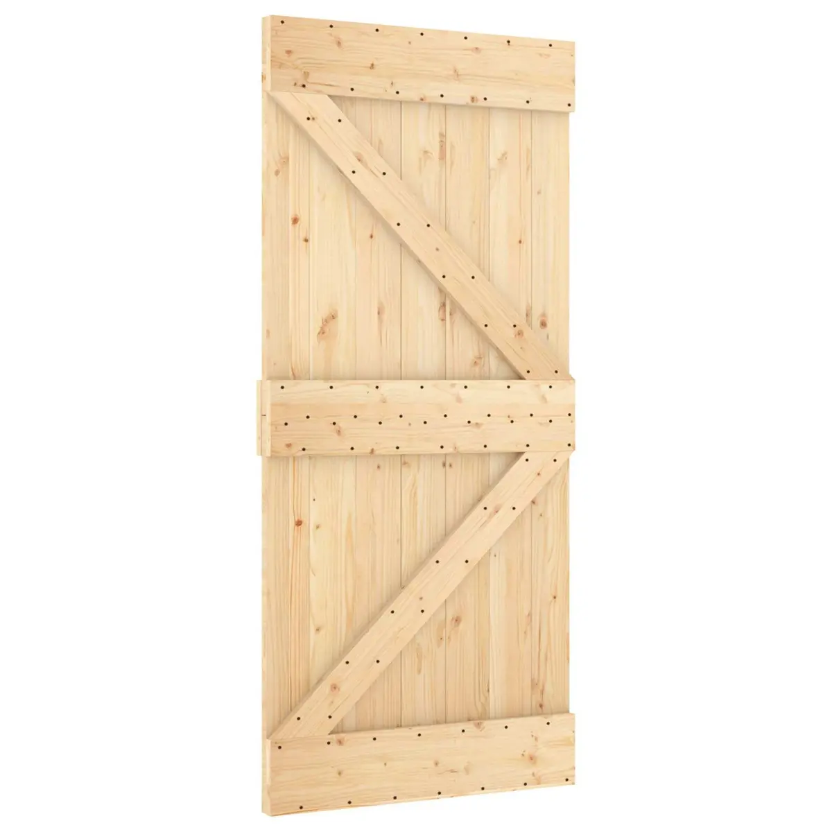 Sliding Door Natural White Solid Pine Wood Frame Modern Interior Space Saving