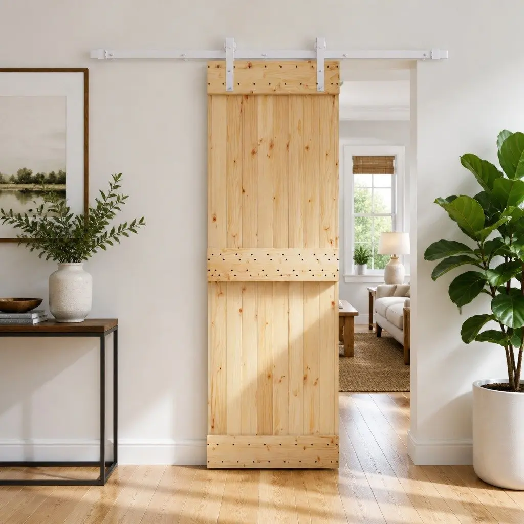 Solid Pine Sliding Door for Compact Spaces