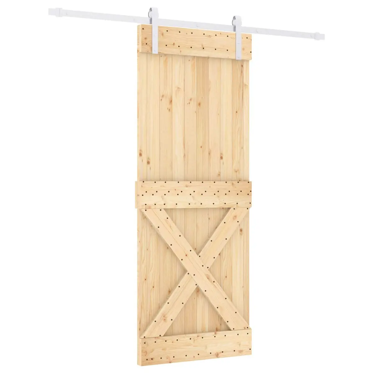 Sliding Door Natural White 80x210cm Solid Pine Wood Space-Saving Modern Interior