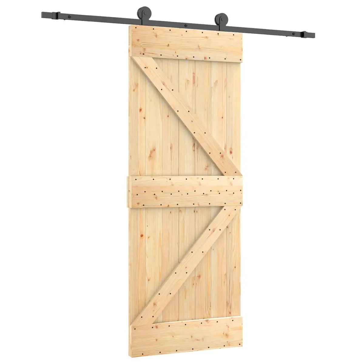 Sliding Door Natural Black Solid Pine Wood 70x210cm Space Saving Room Divider