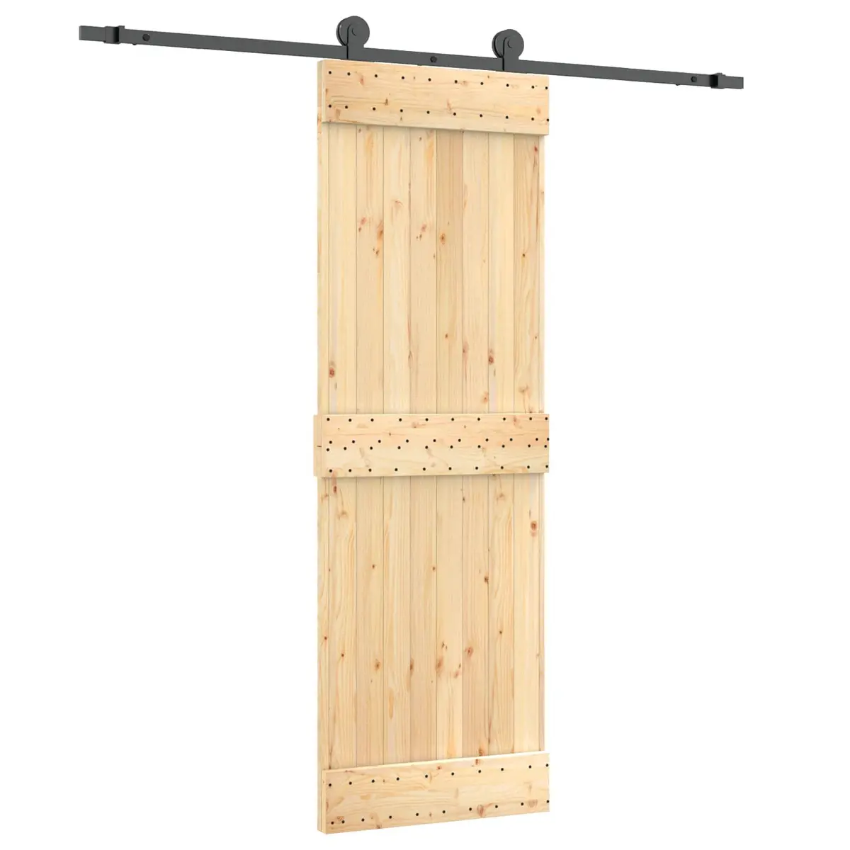 Sliding Door Solid Pine Wood 70x210cm Natural Brown Modern Room Divider