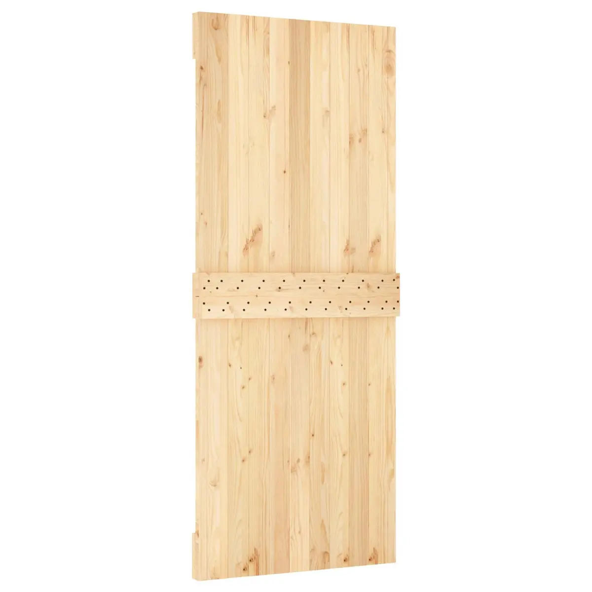 Sliding Door Room Divider Natural Pine Wood 85x210cm with Black Steel Track