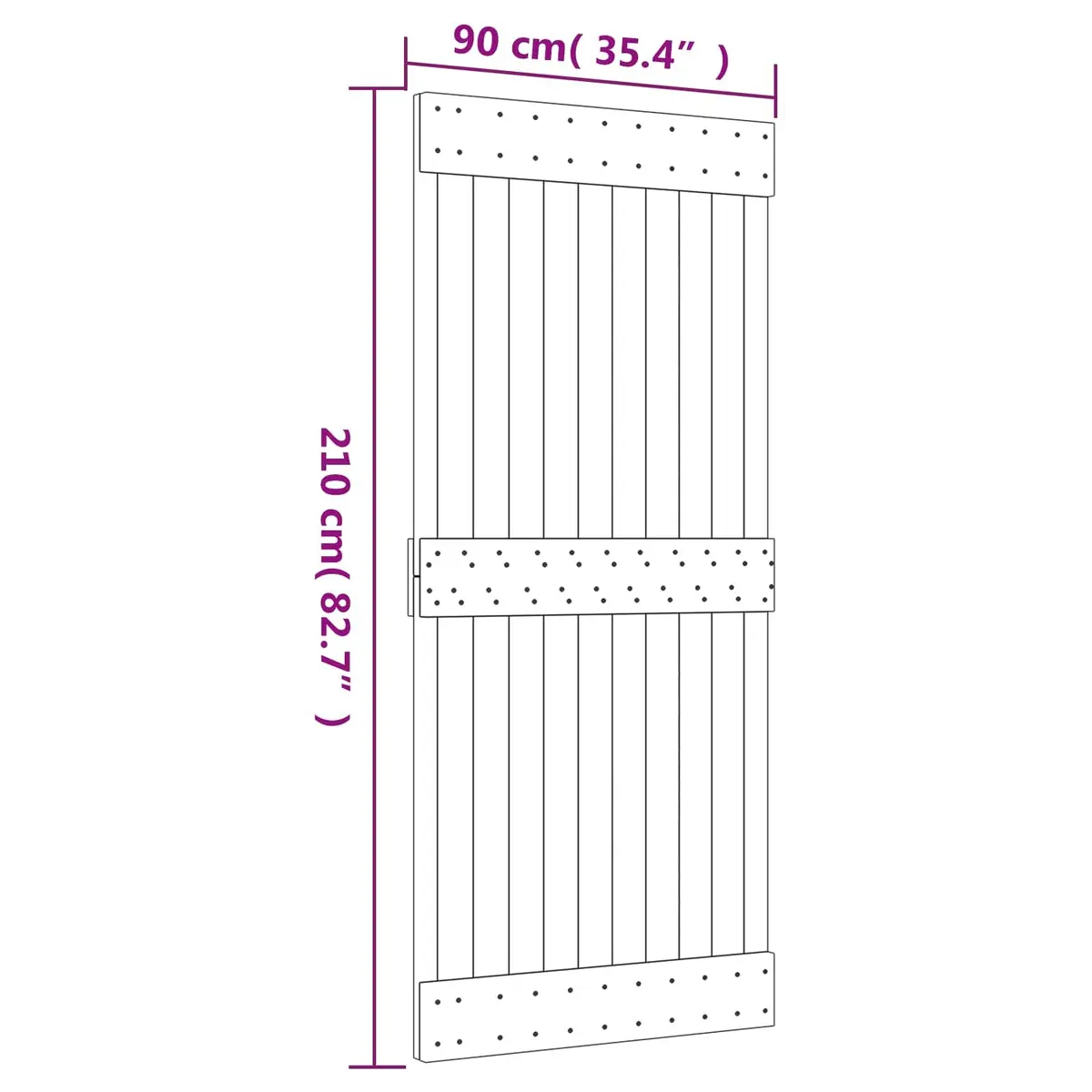 Sliding Door 90 x 210 cm Pine Wood Natural Black Modern Space-Saving Interior