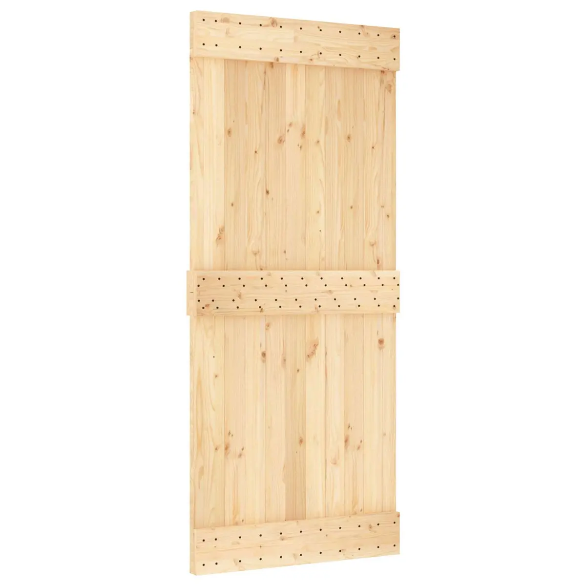 Sliding Door 90 x 210 cm Pine Wood Natural Black Modern Space-Saving Interior