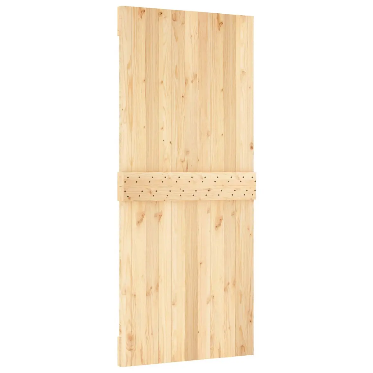 Sliding Door 90 x 210 cm Pine Wood Natural Black Modern Space-Saving Interior