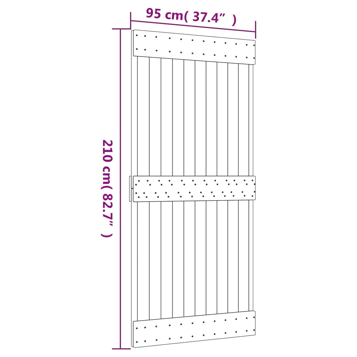Solid Pine Wood Sliding Door Modern Space-Saving Interior Design 95x210cm