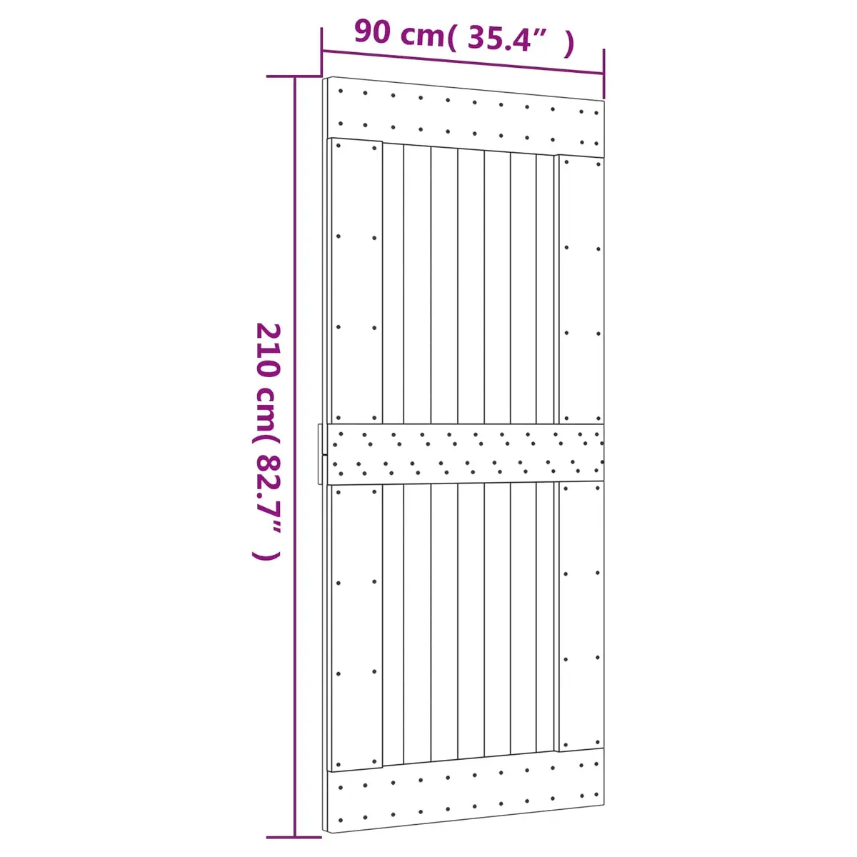 Sliding Door Solid Pine Wood 90 x 210 cm Natural Brown Interior Room Divider