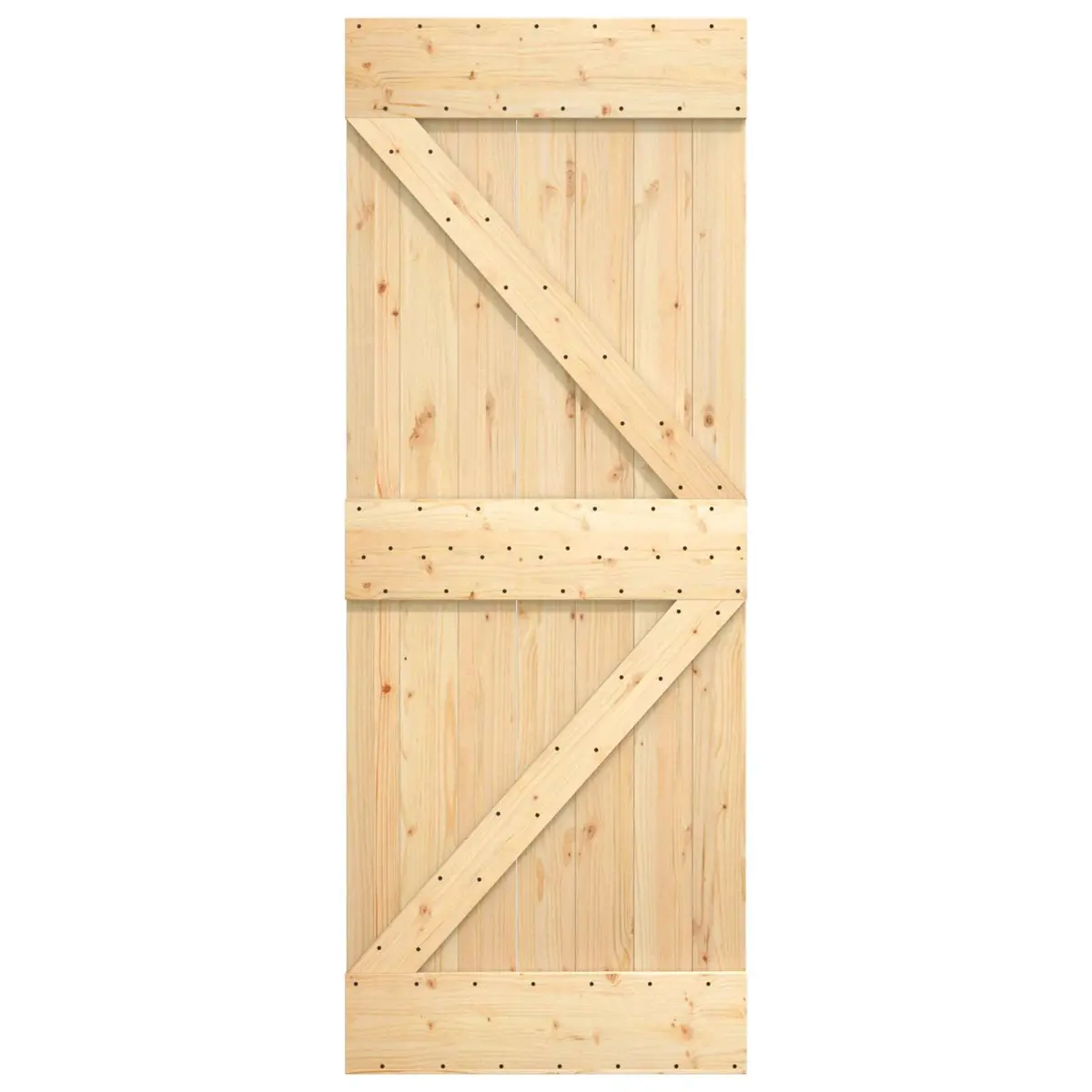 Sliding Door Solid Pine Wood 80 x 210 cm Natural White Modern Interior Room