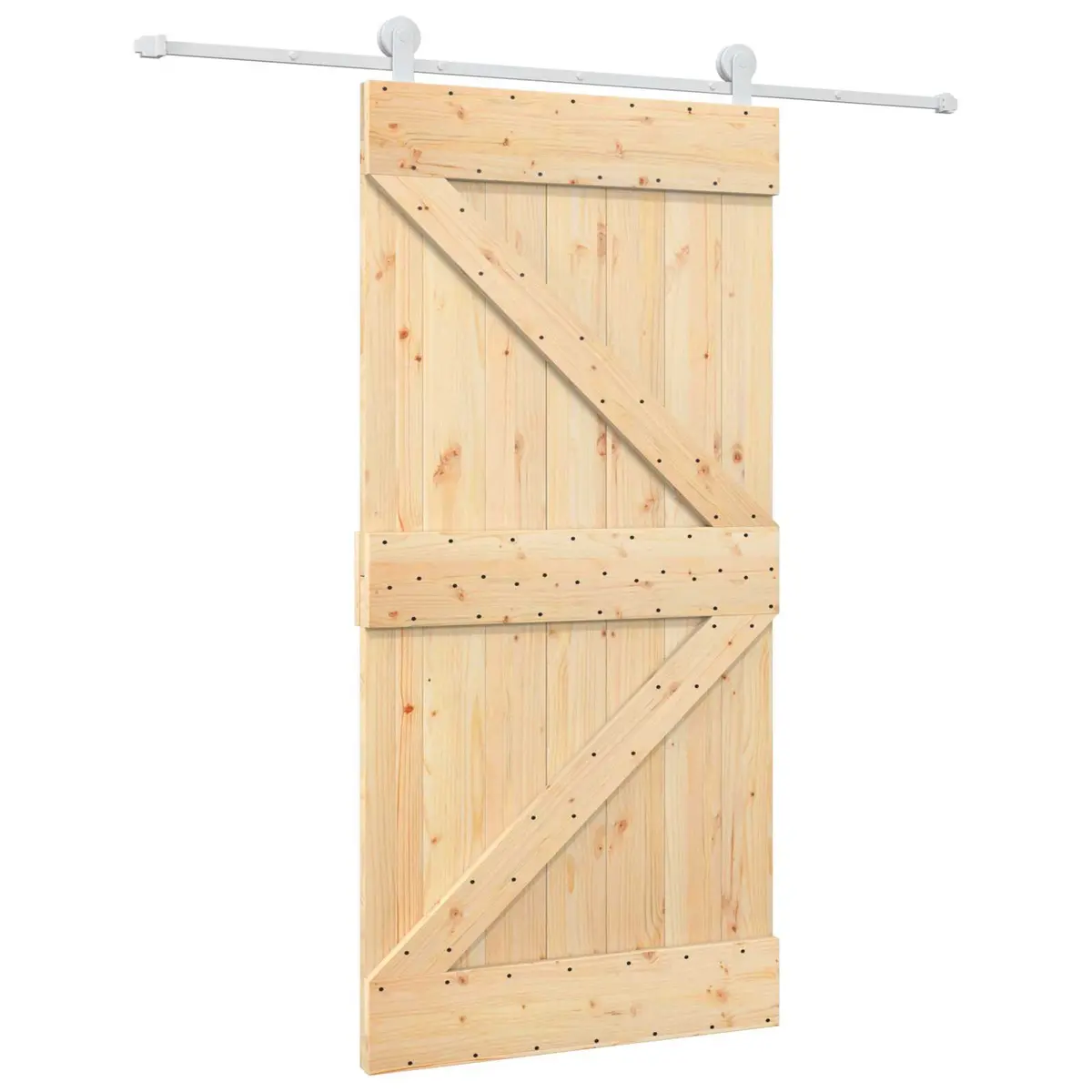 Sliding Door Solid Pine Wood 100 x 210 cm Natural White